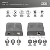 Digitus Receptor Extensor KVM IP HDMI, Switch KVM negro