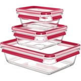 Emsa CLIP & CLOSE N1050900 recipiente de almacenar comida Rectangular Caja Transparente 3 pieza(s) transparente/Rojo, Caja, Rectangular, Transparente, Vidrio, 420 °C, -40 - 420 °C