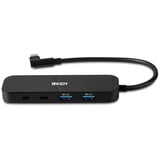 Lindy 43334 hub de interfaz USB 3.2 Gen 2 (3.1 Gen 2) Type-C 10000 Mbit/s Negro, Hub USB USB 3.2 Gen 2 (3.1 Gen 2) Type-C, USB 3.2 Gen 2 (3.1 Gen 2) Type-A, USB 3.2 Gen 2 (3.1 Gen 2) Type-C, 10000 Mbit/s, Negro, Acrilonitrilo butadieno estireno (ABS), Aluminio, Vidrio templado, 100 W