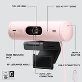 Logitech Brio 500 Cámaras web, Webcam rosa/Negro, 4 MP, 1920 x 1080 Pixeles, Full HD, 60 pps, 1280x720@60fps, 1920x1080@30fps, 720p, 1080p