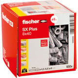 fischer Taco de expansión SX Plus 8x40, Pasador gris claro