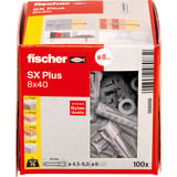 fischer Taco de expansión SX Plus 8x40, Pasador gris claro