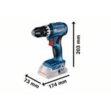 Bosch Taladro atornillador percutor a batería GSB 18V-45 Professional, 18 Voltios, Martillo atornillador azul/Negro