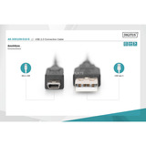 Digitus Cable USB 2.0, conector USB-A > conector mini USB negro
