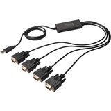 Digitus Cable ® USB 2.0 a 4 RS232 negro, Negro, 1,5 m, USB tipo A, DB-9, Macho, Macho