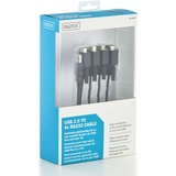 Digitus Cable ® USB 2.0 a 4 RS232 negro, Negro, 1,5 m, USB tipo A, DB-9, Macho, Macho