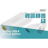 Digitus Divisor PoE USB-A 5V, Splitter PoE blanco