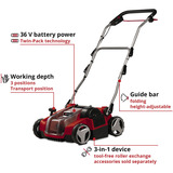 EINHELL Aireador-escarificador a batería GE-SC 36/35 Li-Solo, 36 Voltios (2x18V) rojo/Negro