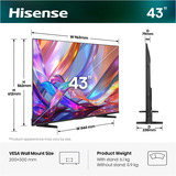 Hisense 43E7S televisor Hi-QLED, TV QLED negro