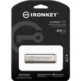 Kingston IronKey Locker+ 50 64 GB, Lápiz USB aluminio