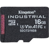 Kingston Tarjeta 16GB microSDHC Industrial C10 A1 pSLC paquete individual sin adaptador, Tarjeta de memoria negro, 16 GB, MicroSDHC, Clase 10, UHS-I, 100 MB/s, 80 MB/s