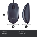 Logitech B100 Optical Usb Mouse f/ Bus ratón Ambidextro USB tipo A Óptico 800 DPI negro, Ambidextro, Óptico, USB tipo A, 800 DPI, Negro