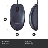 Logitech B100 ratón Oficina Ambidextro USB tipo A Óptico 800 DPI negro, Ambidextro, Óptico, USB tipo A, 800 DPI, Negro