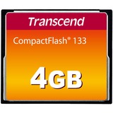 Transcend TS4GCF133 memoria flash 4 GB CompactFlash MLC, Tarjeta de memoria negro, 4 GB, CompactFlash, MLC, 50 MB/s, 20 MB/s, Negro