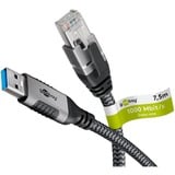 goobay Cable Ethernet USB-A 3.2 Gen1 conector > conector RJ-45, Adaptador de red negro/Plateado