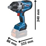 Bosch GDS 18V-1050 H Professional 1750 RPM Negro, Azul, Tornillo de percusión azul/Negro, Destornillador de impacto, Mango de pistola, 3/4", Negro, Azul, Gancho de suspensión, 1750 RPM