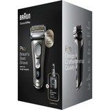 Braun Series 9 Pro 9465CC Máquina de afeitar de láminas Recortadora Negro, Plata grafito/Plateado, Máquina de afeitar de láminas, 0,05 mm, Negro, Plata, Batería, Ión de litio, 60 min