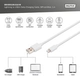 Digitus Cable de datos/carga USB 2.0 USB-A > Lightning, certificado MFI blanco