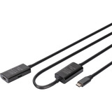 Digitus Cable de extensión USB 3.2 Gen 1 activo, conector USB-C > toma USB-C, Cable alargador negro