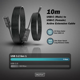 Digitus Cable de extensión USB 3.2 Gen 1 activo, conector USB-C > toma USB-C, Cable alargador negro