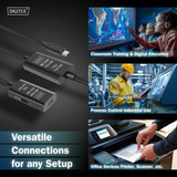 Digitus Cable de extensión USB 3.2 Gen 1 activo, conector USB-C > toma USB-C, Cable alargador negro
