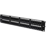 Digitus Panel de conexión clase E, CAT 6, Patch Panel negro, CAT 6, RJ-45, Negro, Acero galvanizado, SECC, Acero, Montaje en bastidor, 560 mm, 75 mm