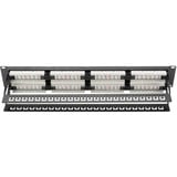 Digitus Panel de conexión clase E, CAT 6, Patch Panel negro, CAT 6, RJ-45, Negro, Acero galvanizado, SECC, Acero, Montaje en bastidor, 560 mm, 75 mm