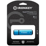 Kingston IronKey Vault Privacy 50 8 GB, Lápiz USB celeste/Negro