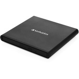 Verbatim External Slimline CD/DVD Writer unidad de disco óptico DVD±RW Negro, Regrabadora DVD negro, Negro, Bandeja, Horizontal, Portátil, DVD±RW, USB 2.0