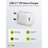 goobay Cargador rápido USB-C Nano, PD, GaN, 20 Watt blanco