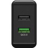 goobay cargador rápido USB dual USB/QC3.0 28W negro