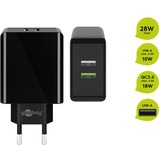 goobay cargador rápido USB dual USB/QC3.0 28W negro