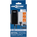 Ansmann APS 2250L adaptador e inversor de corriente Interior Negro, Fuente de alimentación negro, Universal, Interior, 100 - 240 V, 50/60 Hz, 5 - 15 V, Negro
