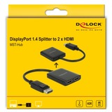DeLOCK 87769 divisor de video DisplayPort 2x HDMI, Display Port Splitter  negro, DisplayPort, 2x HDMI, 3840 x 2160 Pixeles, Negro, De plástico, 1.4/2.2