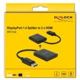 DeLOCK 87769 divisor de video DisplayPort 2x HDMI, Splitter HDMI negro, DisplayPort, 2x HDMI, 3840 x 2160 Pixeles, Negro, De plástico, 1.4/2.2