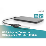 Digitus Adaptador USB 2.0, conector Micro USB 90° > puerto USB-A negro