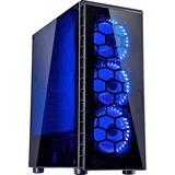 Inter-Tech CXC2 Torre Negro, Cajas de torre negro, Torre, PC, Negro, ATX, ITX, micro ATX, Vidrio templado, Azul