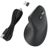 Kensington Ratón recargable Pro Fit Ergo MY630 EQ negro, mano derecha, Diseño vertical, RF Wireless + Bluetooth + USB Type-A, 2400 DPI, Negro