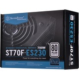 SilverStone ST70F-ES230 unidad de fuente de alimentación 700 W 20+4 pin ATX ATX Negro, Fuente de alimentación de PC negro, 700 W, 180 - 264 V, 47 - 63 Hz, 5 A, Activo, 130 W