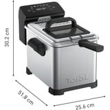 Tefal Family Pro FR507D Sencillo 4 L Independiente 2400 W Freidora Acero inoxidable acero fino/Negro, Freidora, 4 L, 1,3 kg, 4 L, Metal, 130 °C
