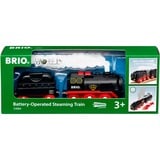 BRIO Battery-Operated Steaming Train, Vehículo de juguete negro/Rojo, Battery-Operated Steaming Train, Modelo a escala de tren, Niño, 3 pieza(s), 0,3 año(s), Negro, Rojo, Tren/ferrocarril de juguete