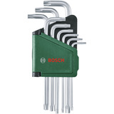 Bosch Juego de llaves hexagonales internas de seis caras, 9 piezas, Destornillador verde/Negro