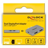 DeLOCK 64001 adaptador de cable de vídeo 2 x USB Type-C 2 x DisplayPort Gris gris, 2 x USB Type-C, 2 x DisplayPort, Macho, Hembra, Derecho, Derecho