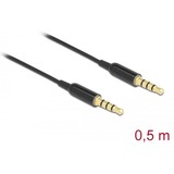 DeLOCK 66075 cable de audio 0,5 m 3,5mm Negro negro, 3,5mm, Macho, 3,5mm, Macho, 0,5 m, Negro