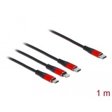 DeLOCK 86711 cable USB 1 m USB 2.0 USB C USB C/Micro-USB B/Lightning Negro, Rojo negro/Rojo, 1 m, USB C, USB C/Micro-USB B/Lightning, USB 2.0, Negro, Rojo