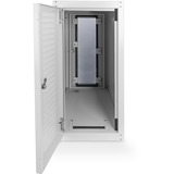 Digitus Carcasa de ordenador con puerta de vidrio, con ruedas y cerraduras, con rendijas de ventilación, Armario IT gris claro, con ruedas y cerraduras, con rendijas de ventilación, Rack o bastidor independiente, Bloqueo del teclado, Gris