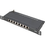 Digitus Panel de parcheo delgado CAT 6A, clase EA, 8 puertos, Patch Panel negro