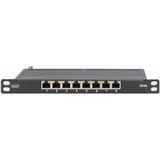 Digitus Panel de parcheo delgado CAT 6A, clase EA, 8 puertos, Patch Panel negro