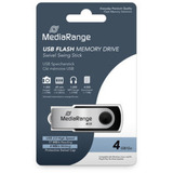 MediaRange USB 2.0 4GB, Lápiz USB negro/Plateado