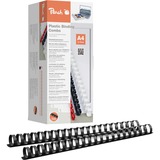 Peach 510130 carpeta para encuadernado y accesorio Peine de encuadernación, Canutillo negro, Peine de encuadernación, Negro, 210 hojas, A4, 2,2 cm, 22 mm